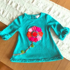 Emily Rose Girls 4T Teal Pink Red Flower Dress